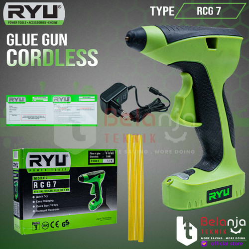 [EZM.3503619] Ryu Cordless Glue Gun RCG 7 Alat Lem Tembak Stik Bakar Baterai 12 Watt