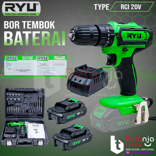 [EZM.3503621] Ryu Bor Tembok Baterai Cordless RCI 20V Impact Drill Set 20 V Battery