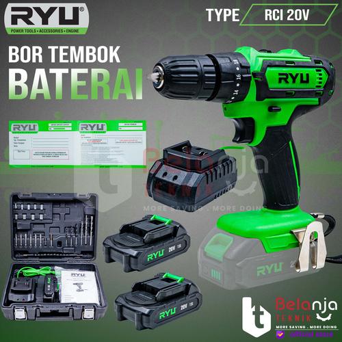 [EZM.3503621] Ryu Bor Tembok Baterai Cordless RCI 20V Impact Drill Set 20 V Battery