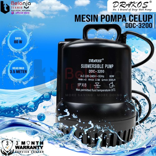 [EZM.3503735] Drakos Pompa Air Celup DDC 3200 Submersible Pump Kolam Ikan DDC3200