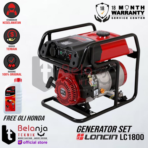 [EZM.3503803] Loncin Generator Set Listrik LC 1800 LC1800 1000 Watt Genset Bensin