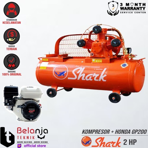 [EZM.3503826] Shark Mesin Kompresor Udara 2 Hp Honda Gp 200 6.5 Hp Air Compressor