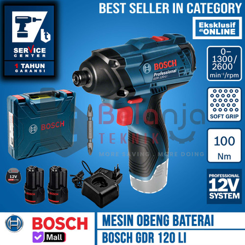 [EZM.3503861] BOSCH Mesin Obeng Baterai GDR 120 LI Cordless Impact Screwdriver