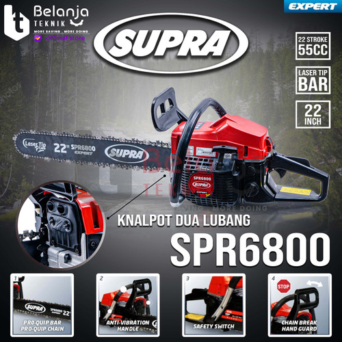 [EZM.3503898] SUPRA Mesin Gergaji Bensin 22 Inch SPR6800 Chainsaw SPR 6800 TERMURAH