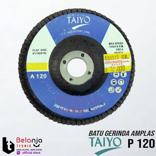 [EZM.3503908] Taiyo Mata Batu Gurinda Amplas Susun 4" Inch Grid Grit 120 Flap Disc 4