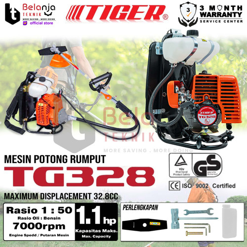 [EZM.3504000] Tiger Mesin Potong Rumput Gendong TG 328 Brush Cutter 2 Tak TG328