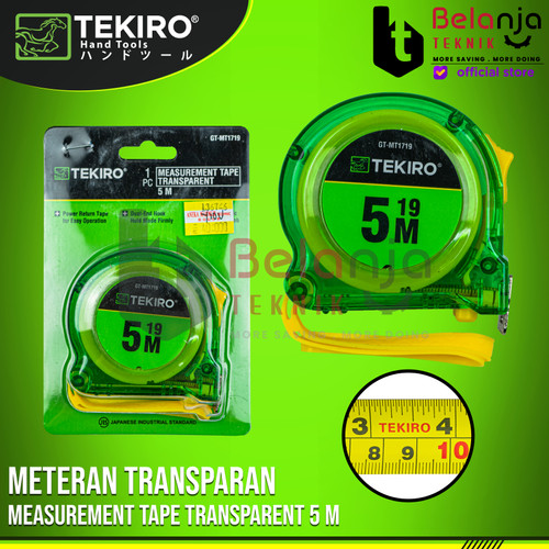 [EZM.3504420] TEKIRO Meteran Transparan 5 M Roll Matic Meter 5 Meter Tekiro
