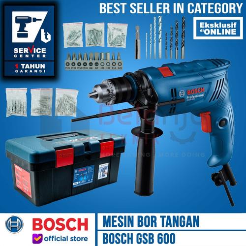 [EZM.3504425] Bosch Mesin Bor Beton Set Box Perkakas GSB 600 Impact Drill 600 Watt 13MM