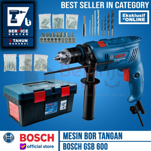 [EZM.3504425] Bosch Mesin Bor Beton Set Box Perkakas GSB 600 Impact Drill 600 Watt 13MM