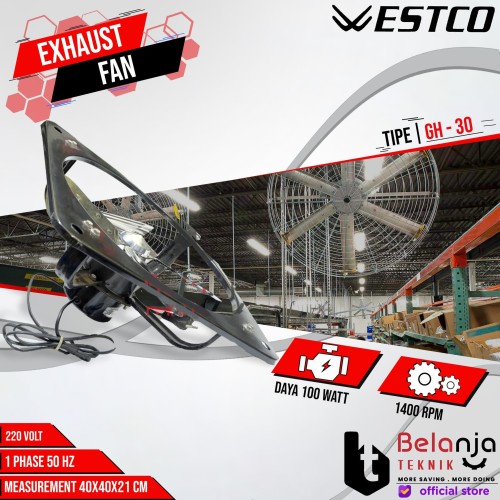 [EZM.3504511] Westco Exhaust Fan Kipas Diding GH-30 12 Inch GH30 12" 100 Watt