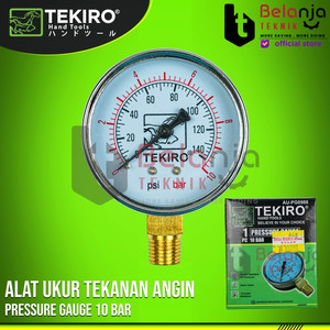 [EZM.3504531] TEKIRO Pressure Gauge 10 Bar Alat Ukur Tekanan Angin Pengukur Tekanan