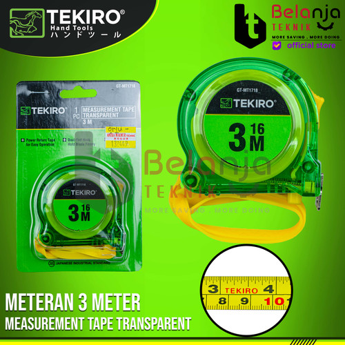 [EZM.3504579] TEKIRO Meteran Transparan 3 M Roll Matic Meter 3 Meter Tekiro