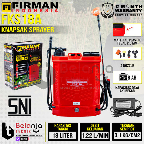 [EZM.3504680] Mesin Sprayer Firman FKS 18 A Manual Elektrik Alat Semprot Hama Desinfektan FKS18A Merah