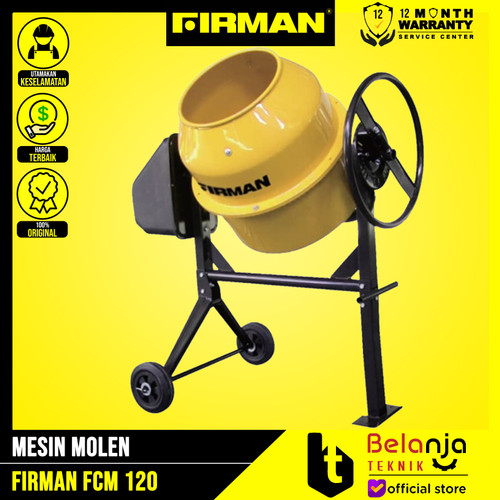 [EZM.3504792] Mesin Molen 120 Liter Firman FCM 120 Plus Dinamo 0.5 HP