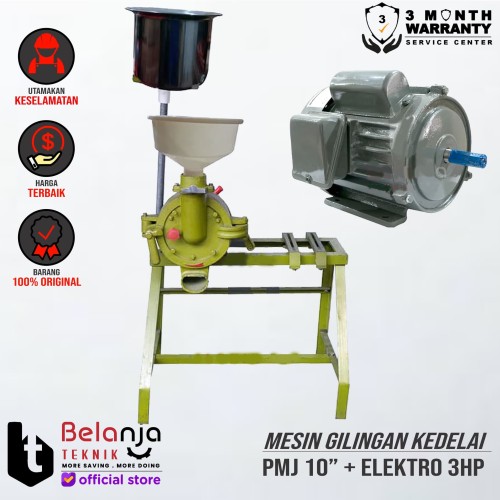 [EZM.3505156] Mesin Gilingan Kedelai-Tahu 10" PMJ + Elektro Motor 3HP 1Phase 4Pole