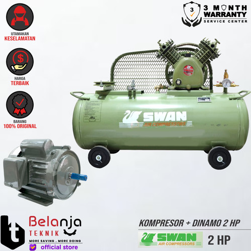 [EZM.3505217] SWAN Mesin Kompresor Angin 2 HP Dinamo Motor 2HP Air Compressor Udara