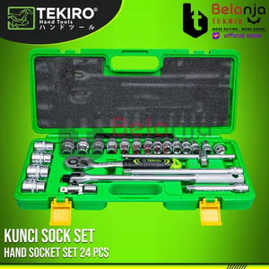 [EZM.3505304] Tekiro Kunci SHOCK Set 8 - 32 mm 1/2" HAND Socket 24 Pcs 6 PT 8-32mm