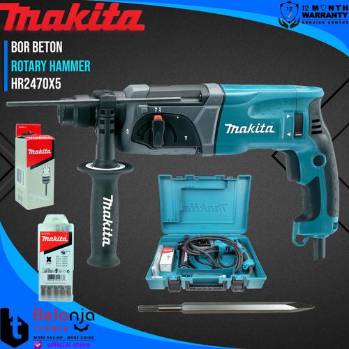 [EZM.3505356] Makita Mesin Bor BETON HR 2470 X5 HR2470X5 ROTARY HAMMER SDS 780 WATT