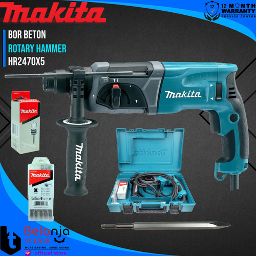 [EZM.3505356] Makita Mesin Bor BETON HR 2470 X5 HR2470X5 ROTARY HAMMER SDS 780 WATT
