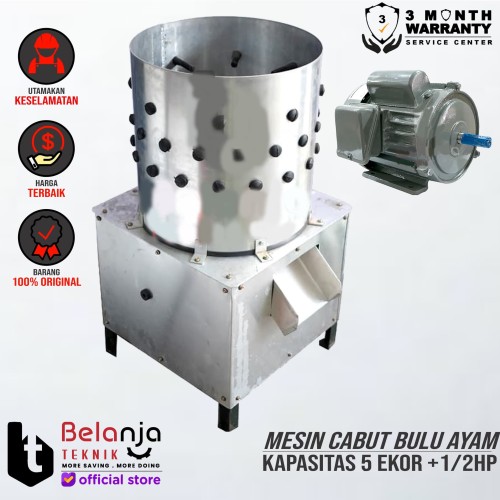 [EZM.3505368] Mesin Cabut Bulu Ayam 5 Ekor + Elektro Motor 1/2 HP 1 Phase 4 Pole
