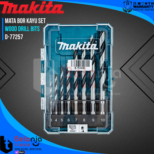 [EZM.3505376] Mata Bor Pelubang Kayu Set 8 Pcs Makita D-77257 Wood Drill Bits 8Pcs 3-10 MM HM-CT