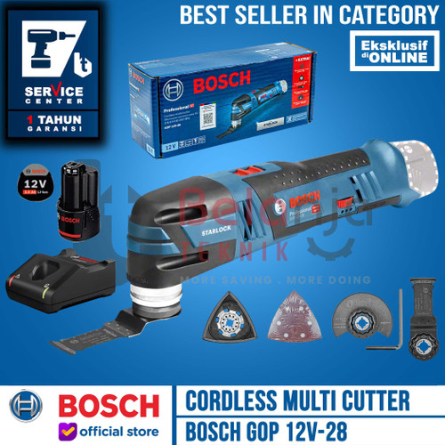[EZM.3505404] Bosch Mesin Oskilasi GOP 12V-28 Oscillating Cutter Multi Tool Cordless 12 Volt SET 3 AH Charger Baterai