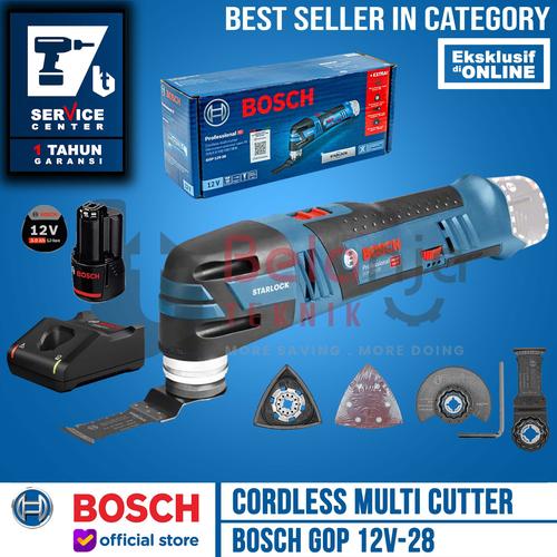 [EZM.3505404] Bosch Mesin Oskilasi GOP 12V-28 Oscillating Cutter Multi Tool Cordless 12 Volt SET 3 AH Charger Baterai