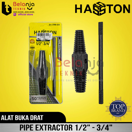 [EZM.3505417] Hasston Prohex Alat Buka Drat Pipa Kran Patah 1/2" - 3/4" Pipe Extractor 3799-200