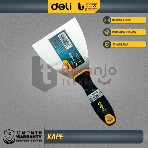 [EZM.3505437] Deli Putty Knife 4" Kape Stainless Gagang Karet 4 Inch Kape Plat Scraper Karet EDL-HD4