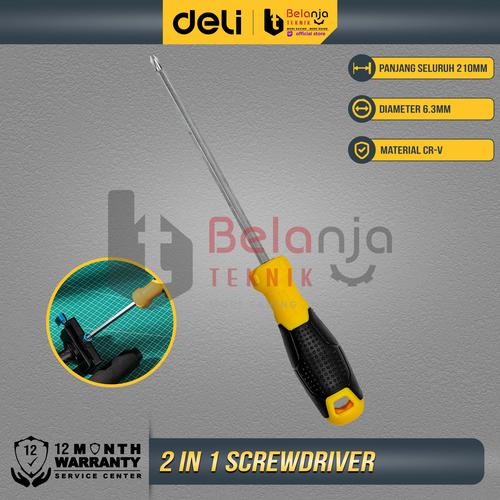 [EZM.3505446] Deli Interchangable Screwdriver 2 in 1 Obeng Bolak Balik PH2 X 150 MM EDL626150S