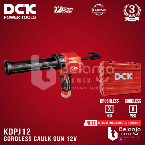 [EZM.3505450] DCK Mesin Tembak Sealant Silikon KDPJ12 Z Cordless Caulk Gun Caulking KDPJ 12 KDPJ12Z 12V Unit Only 12 V