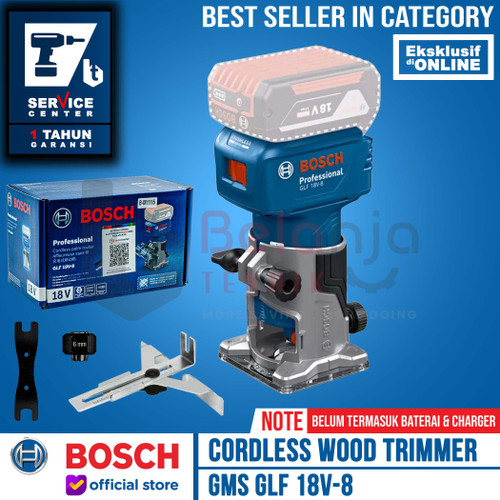 [EZM.3505488] Bosch Mesin Router Profil Kayu Baterai GLF 18V-8 Wood Trimmer Cordless 1/4" Inch 18 Volt