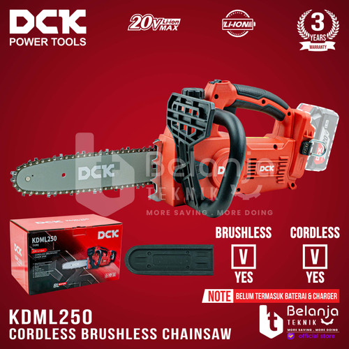 [EZM.3505493] DCK Chainsaw Cordless KDML250Z 10 Inch Alat Potong Dahan 10" Chain Saw 20V KDML 250 Z KDML250