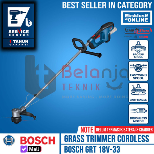 [EZM.3505528] Bosch Mesin Potong Rumput Baterai GRT 18V-33 Grass Trimmer Cordless 18 Volt Unit Only