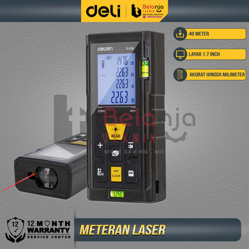 [EZM.3505540] Deli Meteran Laser Digital Rangefinder Distance 40 Meter Pengukur 40 M 40M