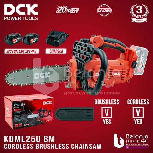 [EZM.3505544] DCK Chainsaw Cordless KDML250BM 10 Inch Alat Potong Dahan 10" Chain Saw 20V KDML 250 KDML250