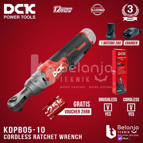 [EZM.3505552] DCK Ratchet Cordless KDPB05-10EK Rachet Sock Wrench 12V Socket Sok 3/8 1 Baterai