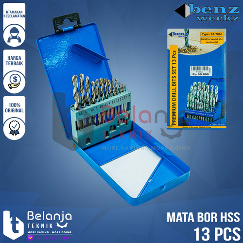 [EZM.3505612] Benz Mata Bor Besi Set 13 Pcs HSS 1 - 6.5 mm Drill Bit Set 13 Pcs HSS