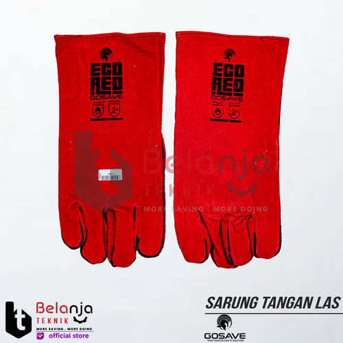 [EZM.3505648] Gosave Sarung Tangan Las Kulit Merah 14 Inch Welding Glove Anti Panas