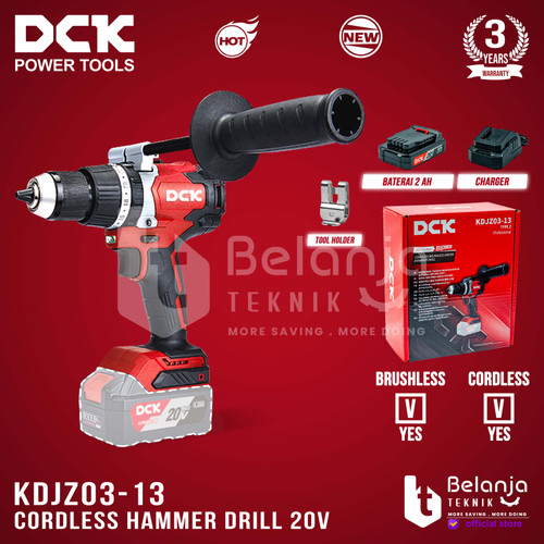[EZM.3505668] DCK Cordless Hammer Drill KDJZ03-13Z 20V Bor Impact Baterai Set 2 AH
