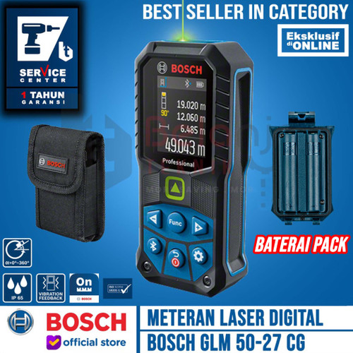 [EZM.3505732] Bosch Meteran Laser Digital Rangefinder 50M GLM 50-27 + Baterai Pack