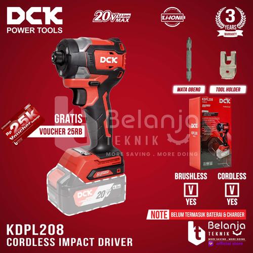 [EZM.3505738] DCK Mesin Bor Obeng Baterai KDPL208 Z 20V Brushless Impact Driver Cordless Unit Only KDPL208Z KDPL 208