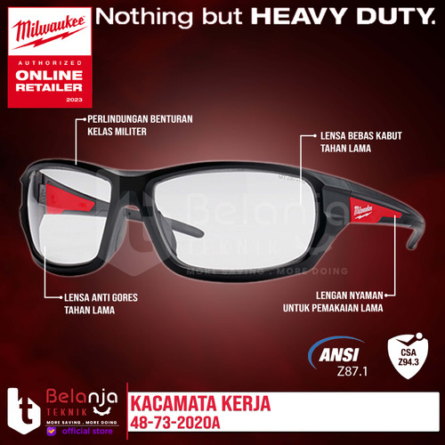 [EZM.3505819] Milwaukee Clear High Perfomance Safety Glasses Kacamata Kerja 2020A