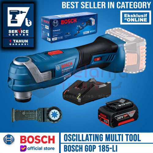 [EZM.3505897] Bosch Oscillating Multi Tool Cordless GOP 185-Li Charger Baterai 4 AH