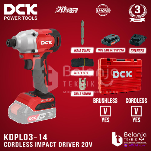 [EZM.3505910] DCK Impact Driver Cordless KDPL03‐14 Mesin Bor Obeng Baterai 20V KDPL