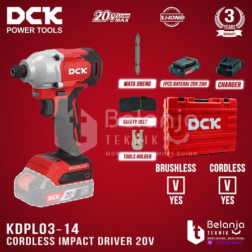 [EZM.3505910] DCK Impact Driver Cordless KDPL03‐14 Mesin Bor Obeng Baterai 20V KDPL