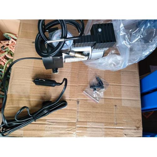 [EZM.3700029] Paket Compressor Mini Listrik Portable Pompa Angin Ban Motor Mobil / Kompresor Mini Cet Heavy Duty 150psi dan Adaptor 12v 5A Aksesoris for Cars, Bikes & Motorcycle Tires, Balls