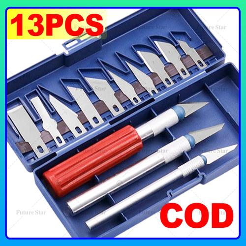 [EZM.3700056] Pisau Ukir Seni Hobby Cutter Metal Handle Exacto Knife Blades Set 8/14 isi Kit SK5 Carbon Steel Precision Carving for Art, Craft, Hobby, Scrapbooking, Stencil,Sharp Precise Cutting Pisau Bonsai Sayat Ukir