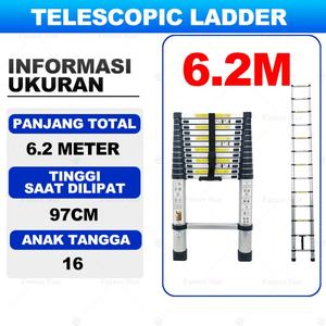 [EZM.3700073] Tangga Lipat Aluminium Teleskopik 6.2m 5..2m 4.4m Single Double Telescopic Ladder Portable 5 Meter Portabel Alat Re novasi Rumah 6/7/10/12/15 layer