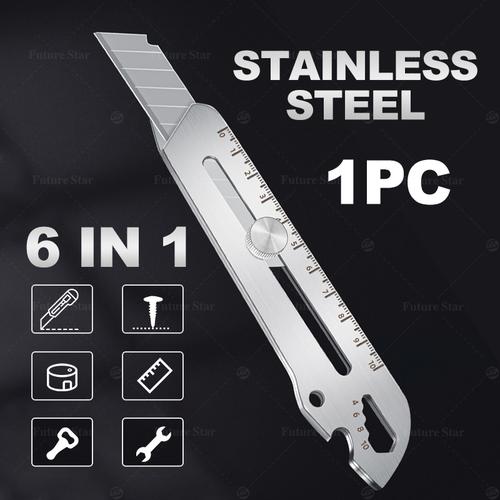 [EZM.3700085] Pisau Cutter 6 in 1 set/ Utility Knife / 11pcs Multifungsi 18mm Besi Baja Besar Pisau Set 10pc Blade Stainless Steel Alat Pemotong Kertas Tool Cutter, Cardboard Cutter, Heavy Duty